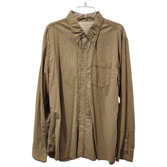 🪻BOGO🪻 CALVIN KLEIN JEANS 100%‎ Cotton Tan Long Sleeve Button Down Shirt XL - Picture 1 of 9
